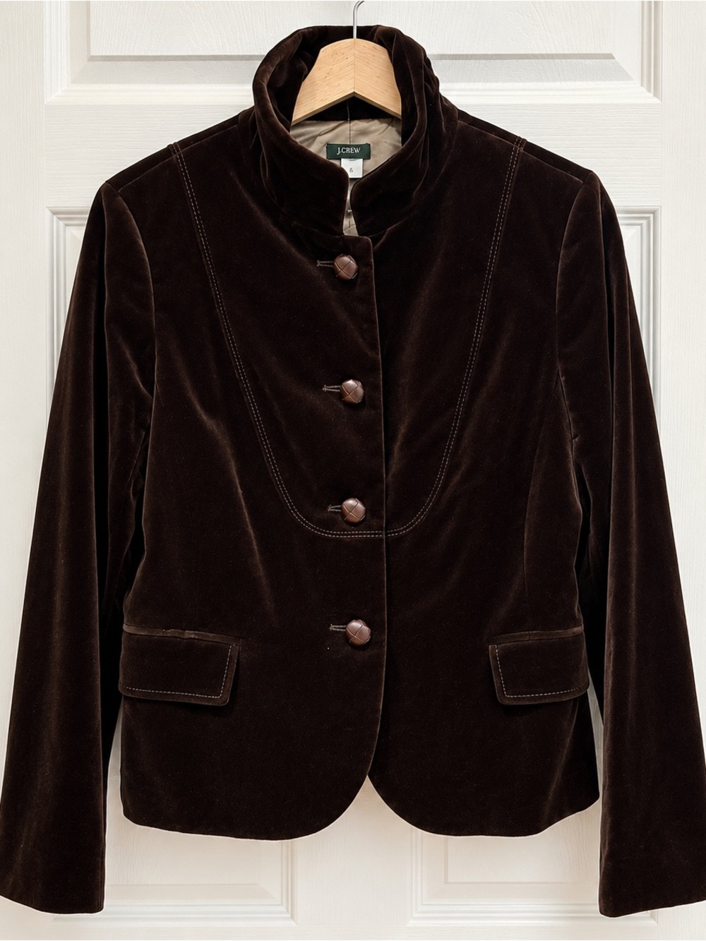 J. Crew Bella Velvet Button-Front Blazer